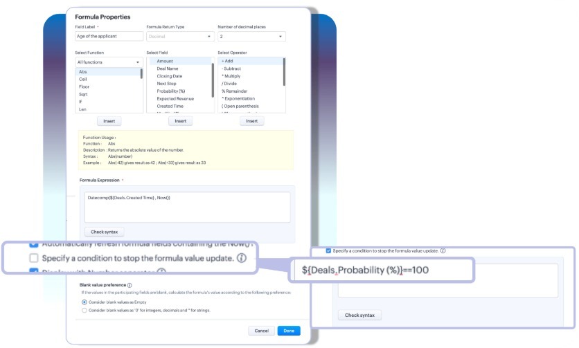 Zoho CRM For Everyone Formula Fields Stop Execution Based On Criteria